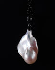 Pendant: Large Fireball Pearl + Raw Diamond Bail