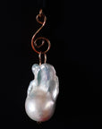 Pendant: Large White Fireball Pearl with Leather