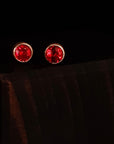 Pomegranate sapphire 14k gold petite earrings