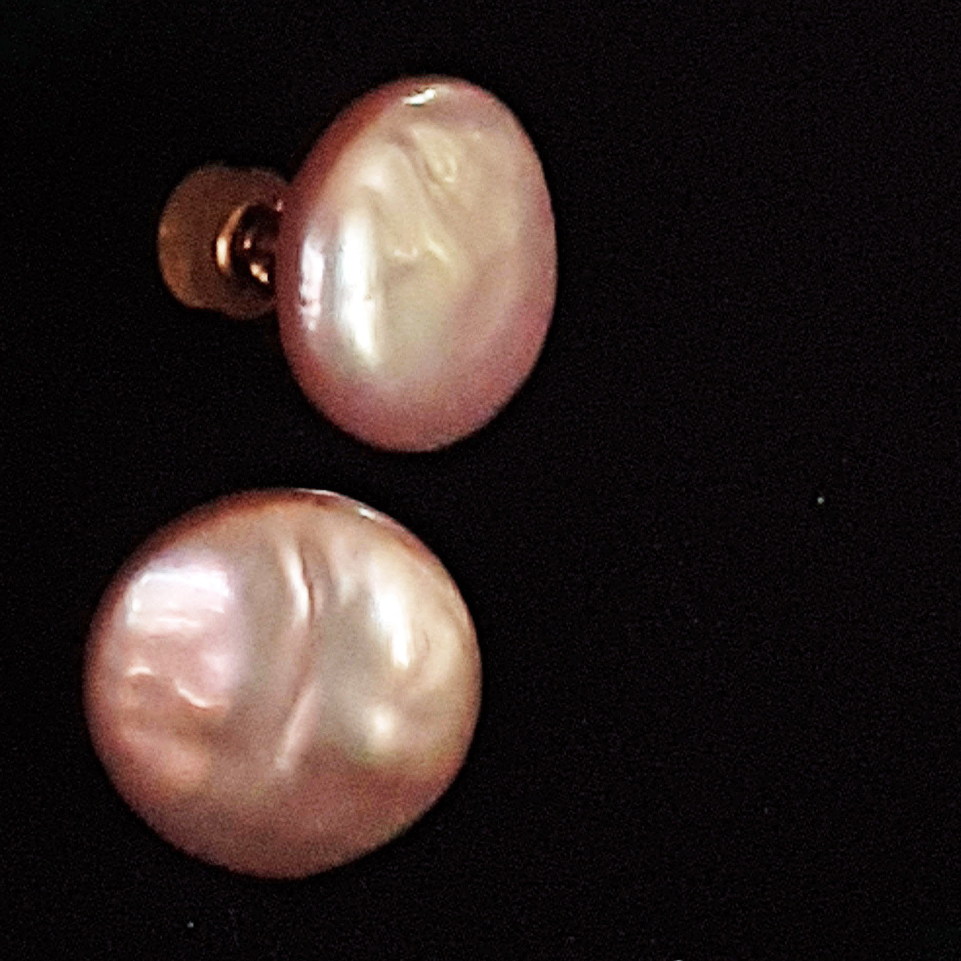 Blush Freshwater Pearl BUTTON Earrings