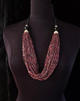 RED PEARL TORSADE WITH SILVER