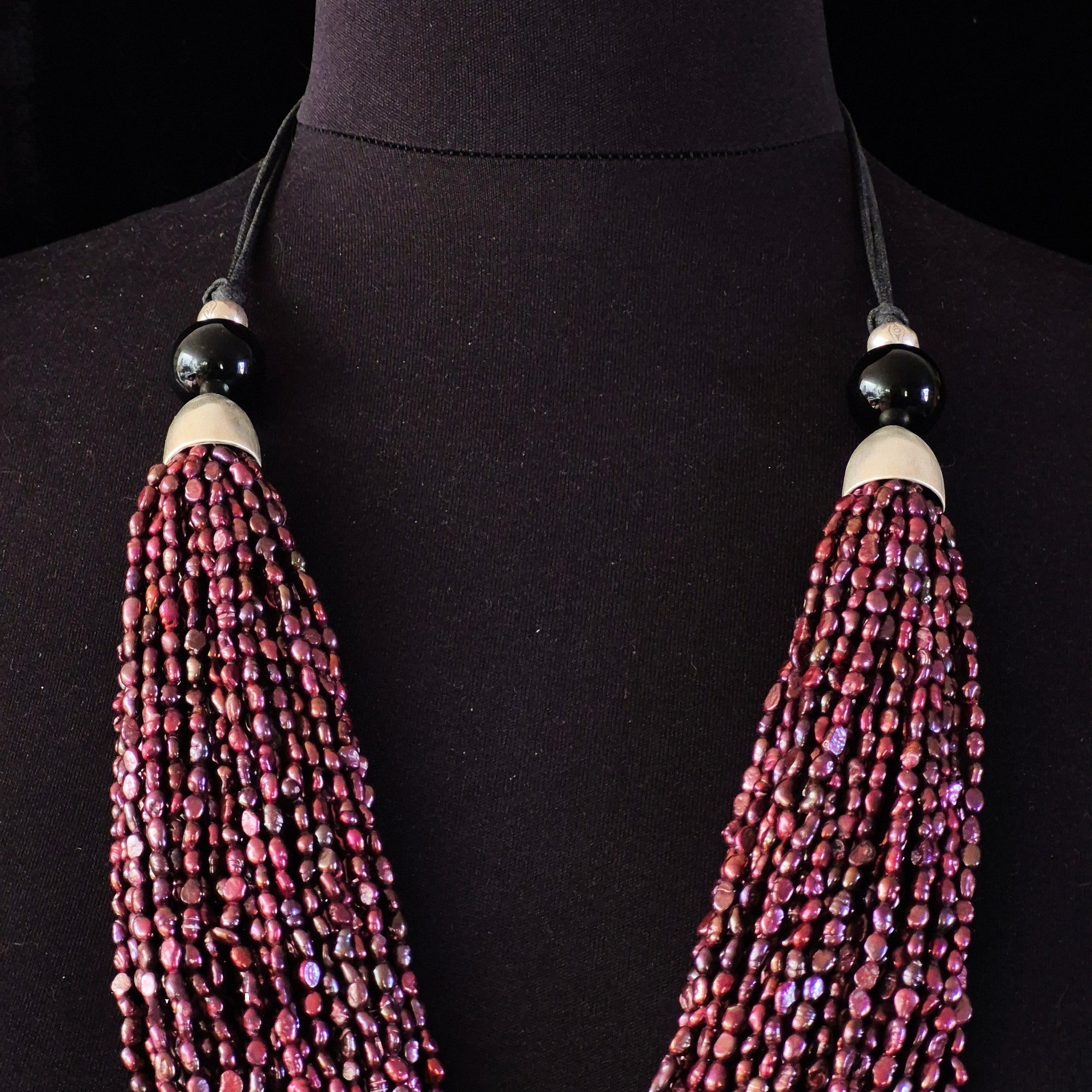 RED PEARL TORSADE  WITH SILVER