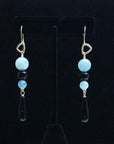 AQUAMARINE AND BLACK ONYX DANGLES ON SILVER