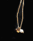 MIni-Necklet Cognac Diamond + Sapphire Drop with White Freshwater Pearl