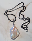 Pendant: Large Fireball Pearl + Raw Diamond Bail