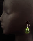 LARGE GREEN AMBER DROP EARRINGS