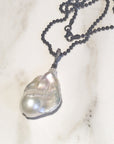 Pendant: Large Fireball Pearl + Raw Diamond Bail