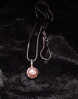 NATURAL COLOR PINK PEARL + SILVER PENDANT