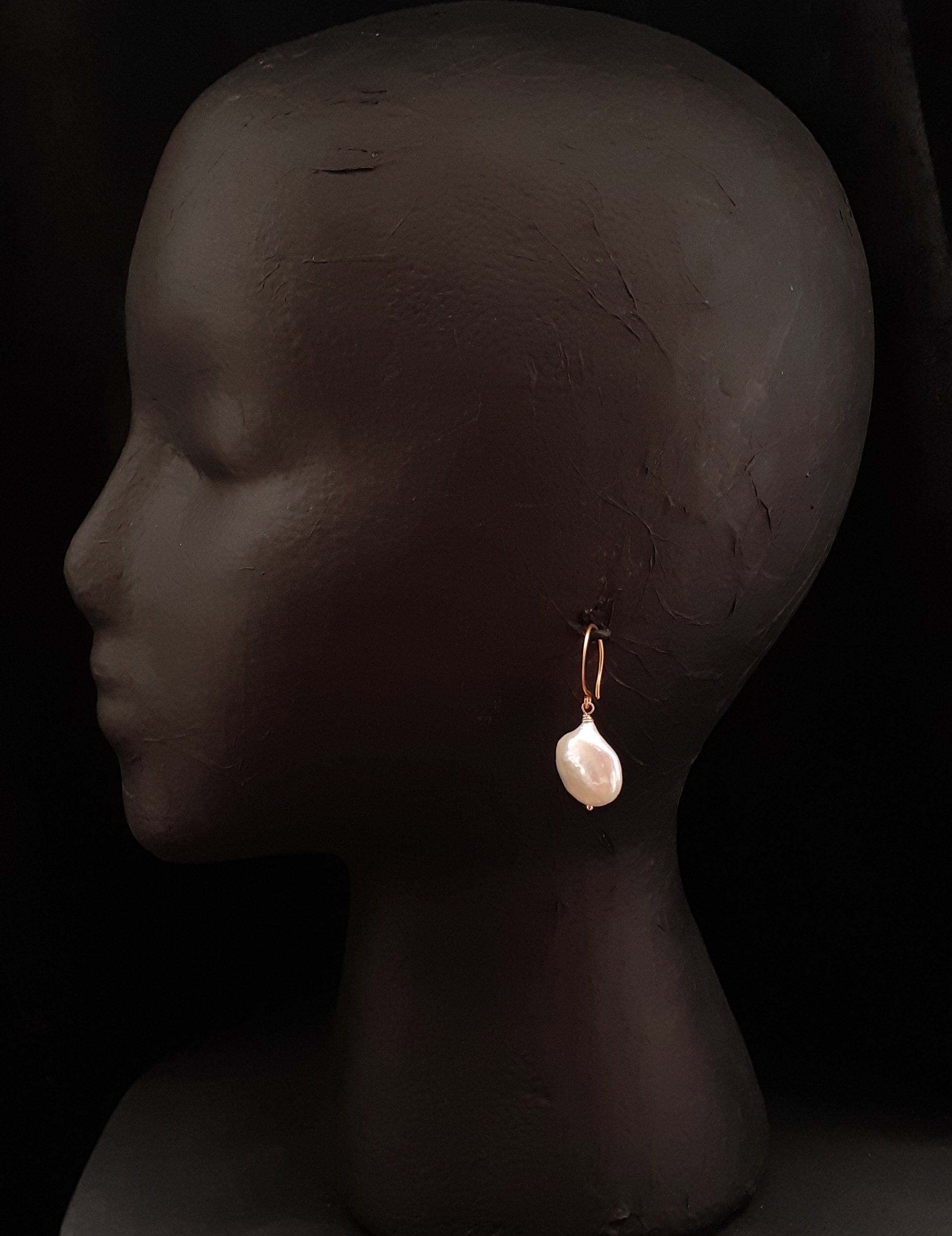 Dreamy Coin Pearl  Ear Wires