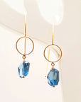 GEO EARWIRES with GEM DROP Blue Topaz