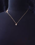 MIni-Necklet Cognac Diamond + Sapphire Drop with White Freshwater Pearl