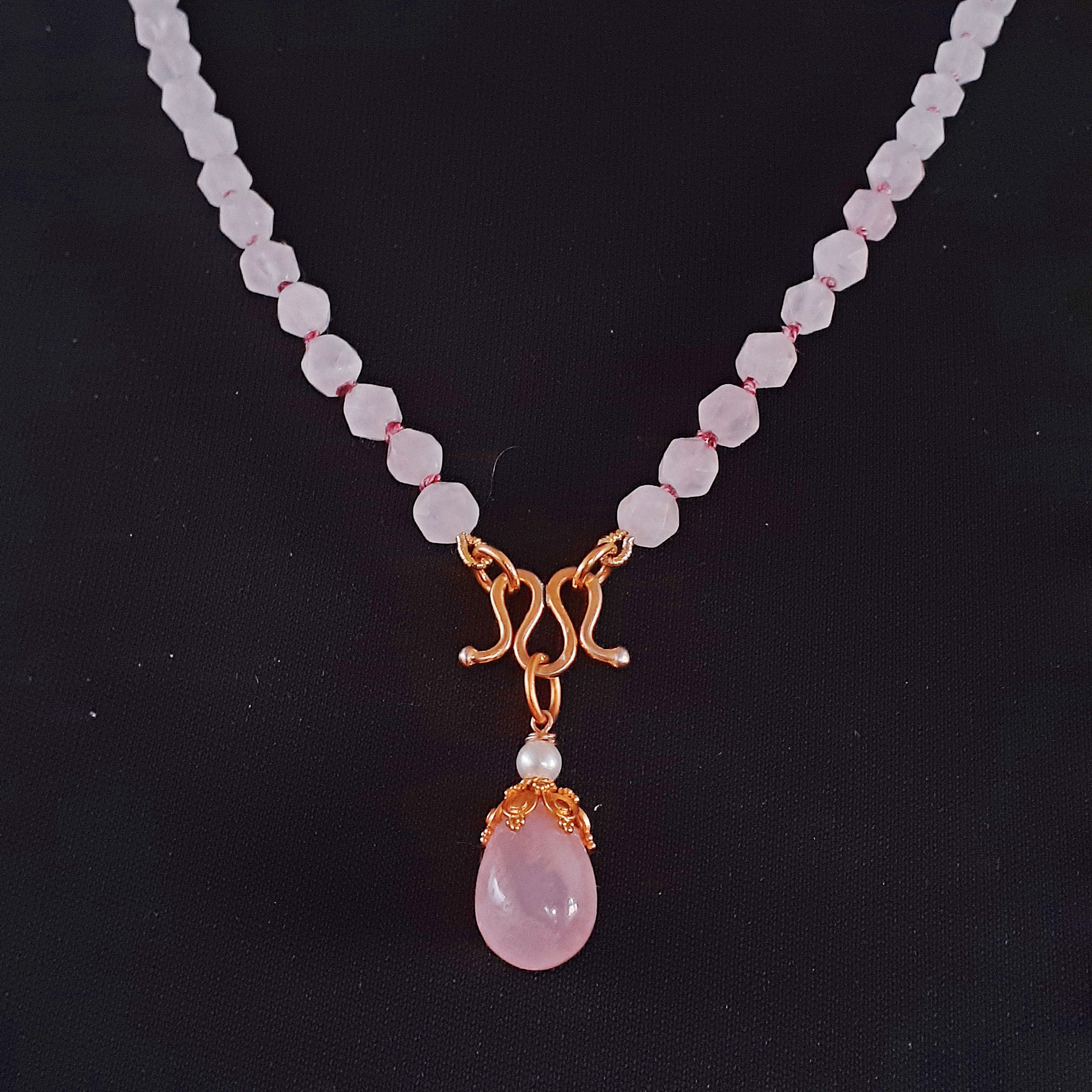Rosequartz Drop Necklace