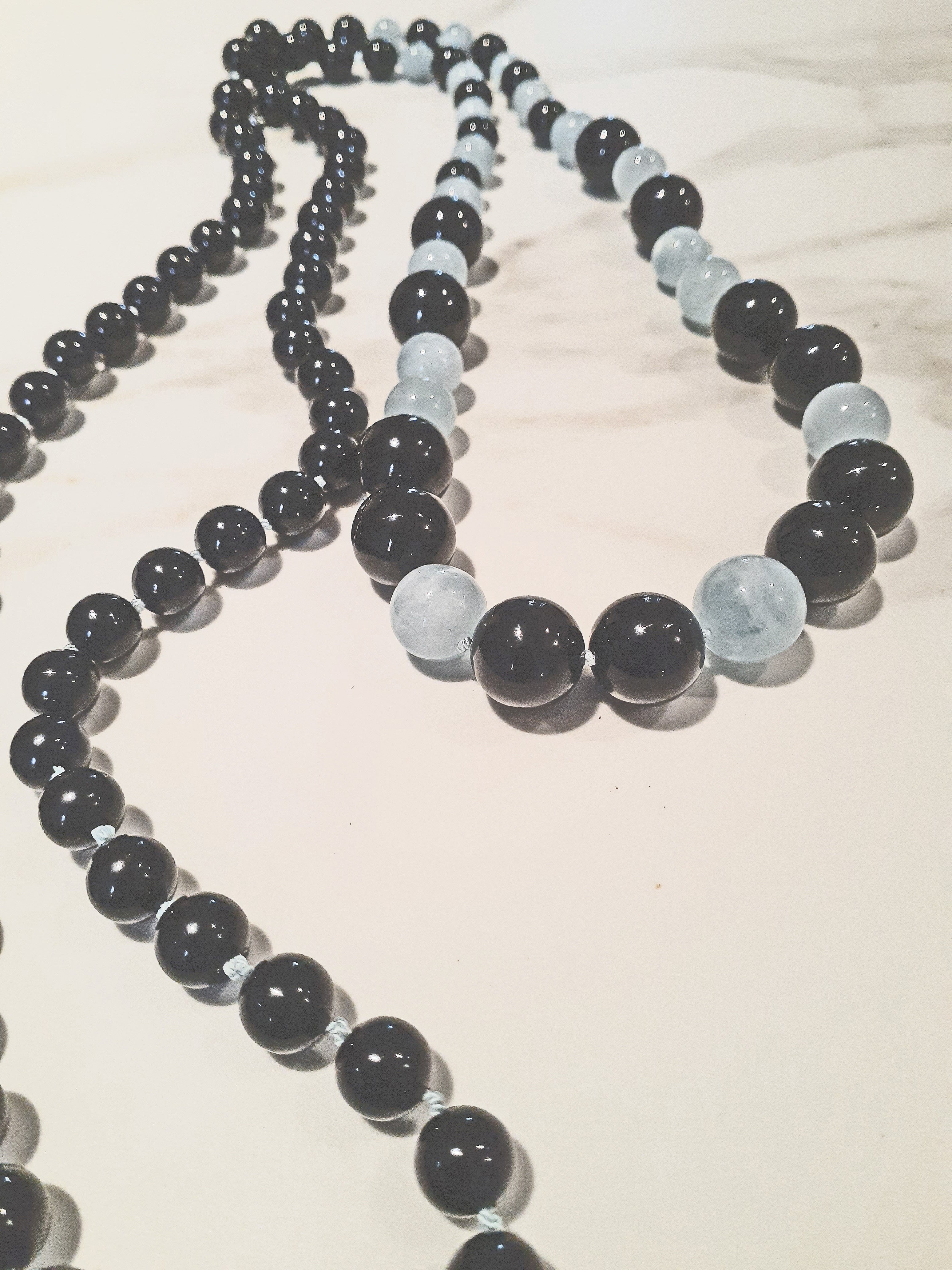 AQUAMARINE + BLACK ONYX ROPE