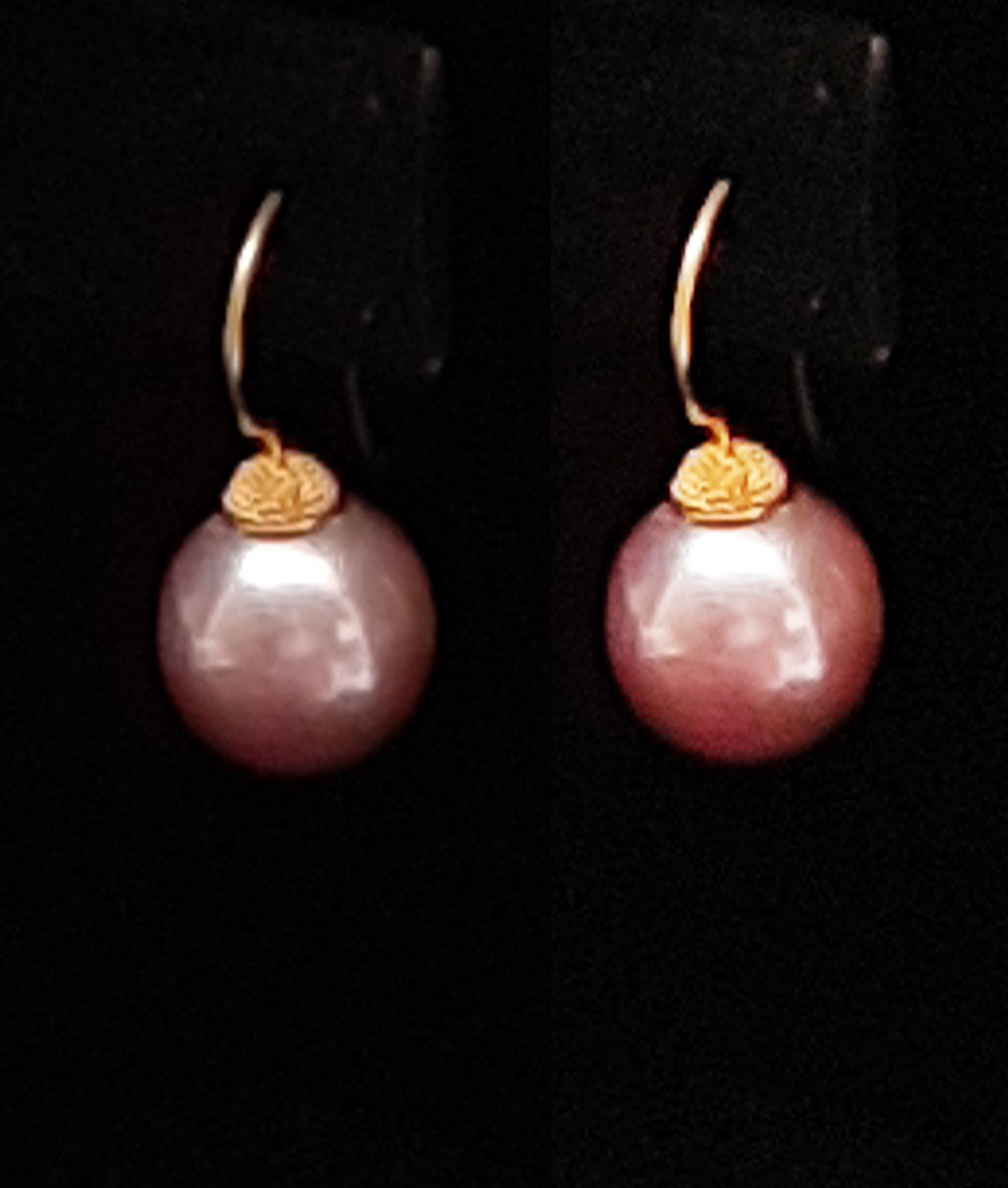 18K GOLD LARGE PINK FRESHWATER PEARLS