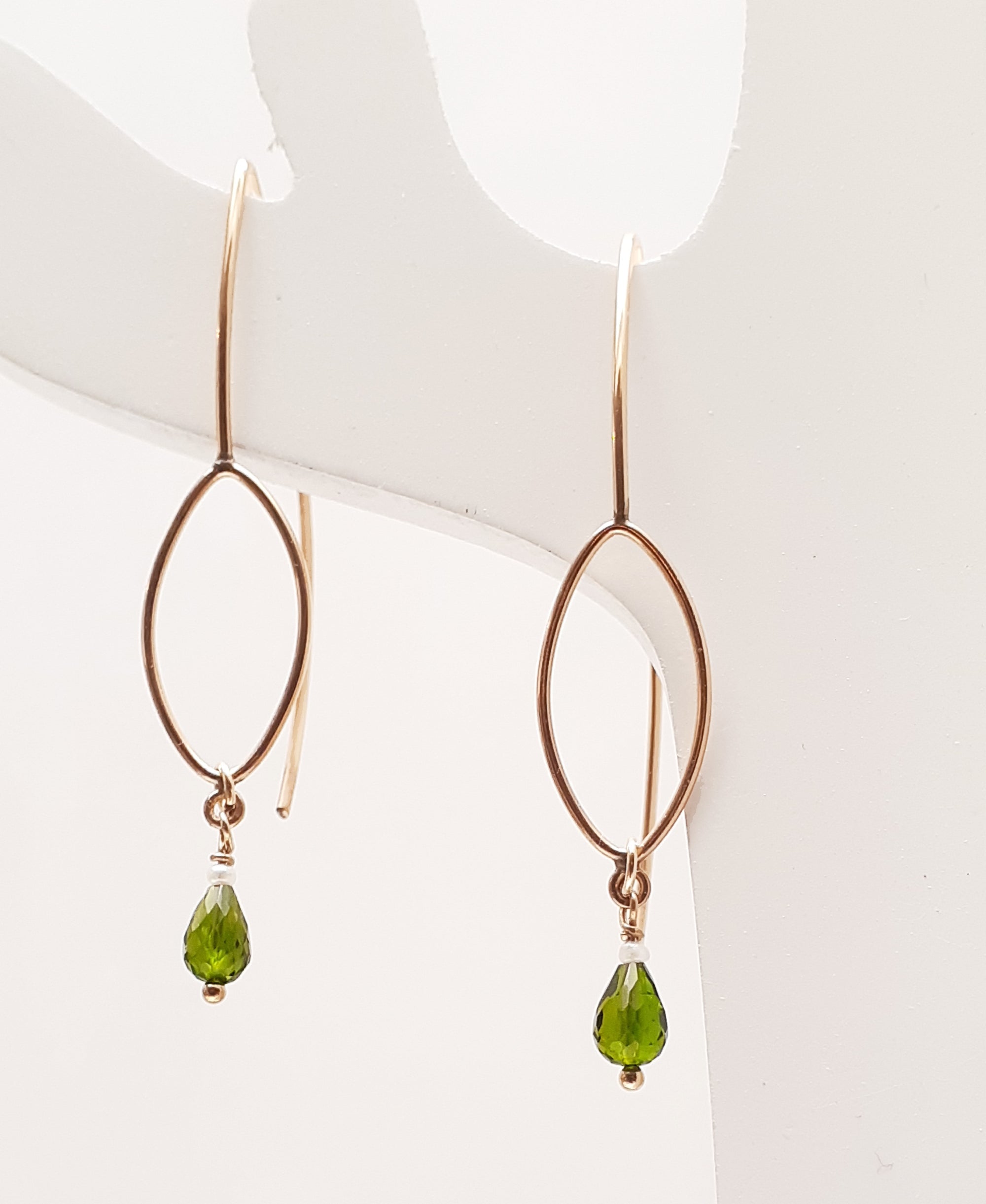 GEO EARWIRES  with GEM  DROP CHROME DIOPSIDE