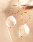 Dreamy Coin Pearl  Ear Wires