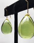 LARGE GREEN AMBER DROP EARRINGS