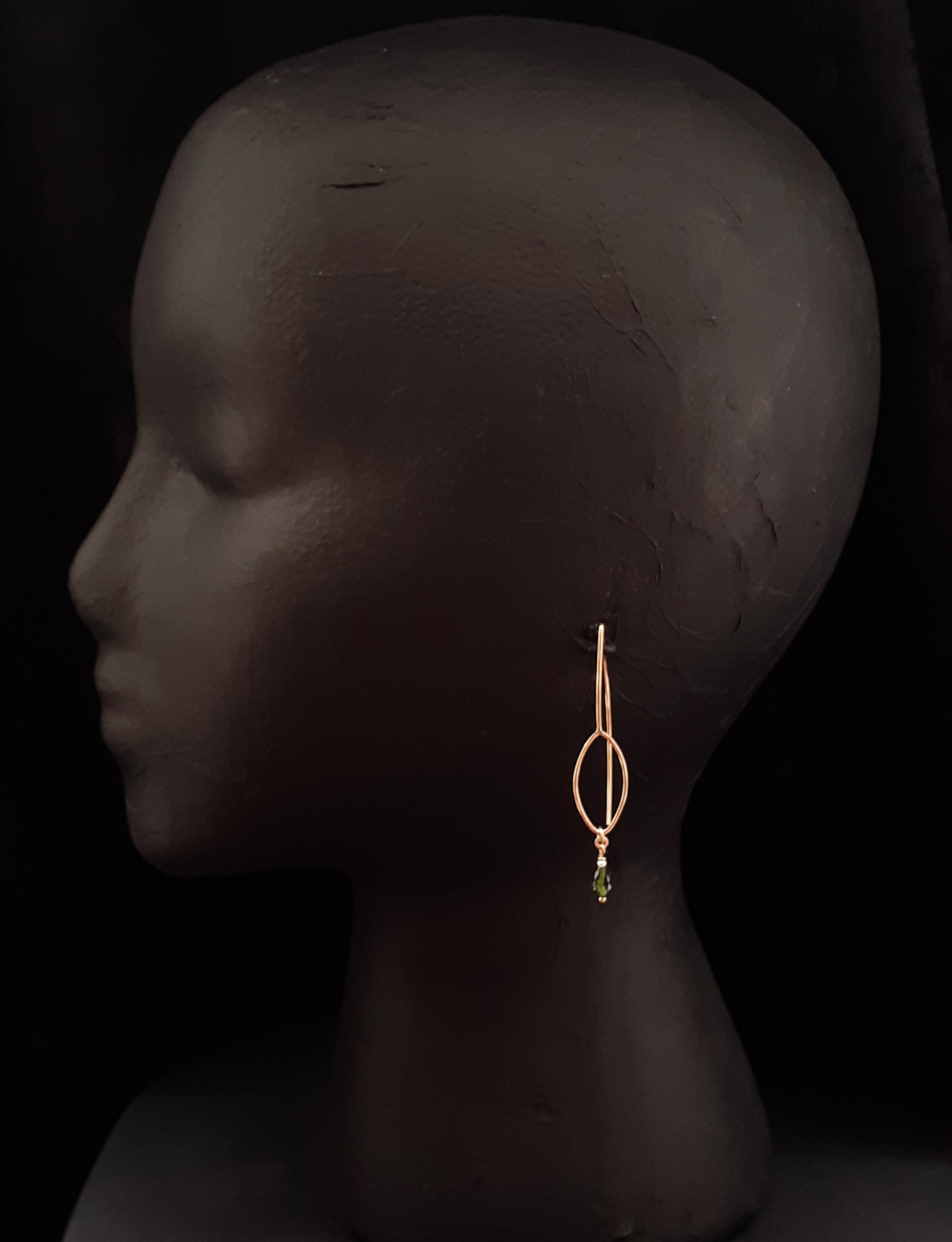 GEO EARWIRES  with GEM  DROP CHROME DIOPSIDE