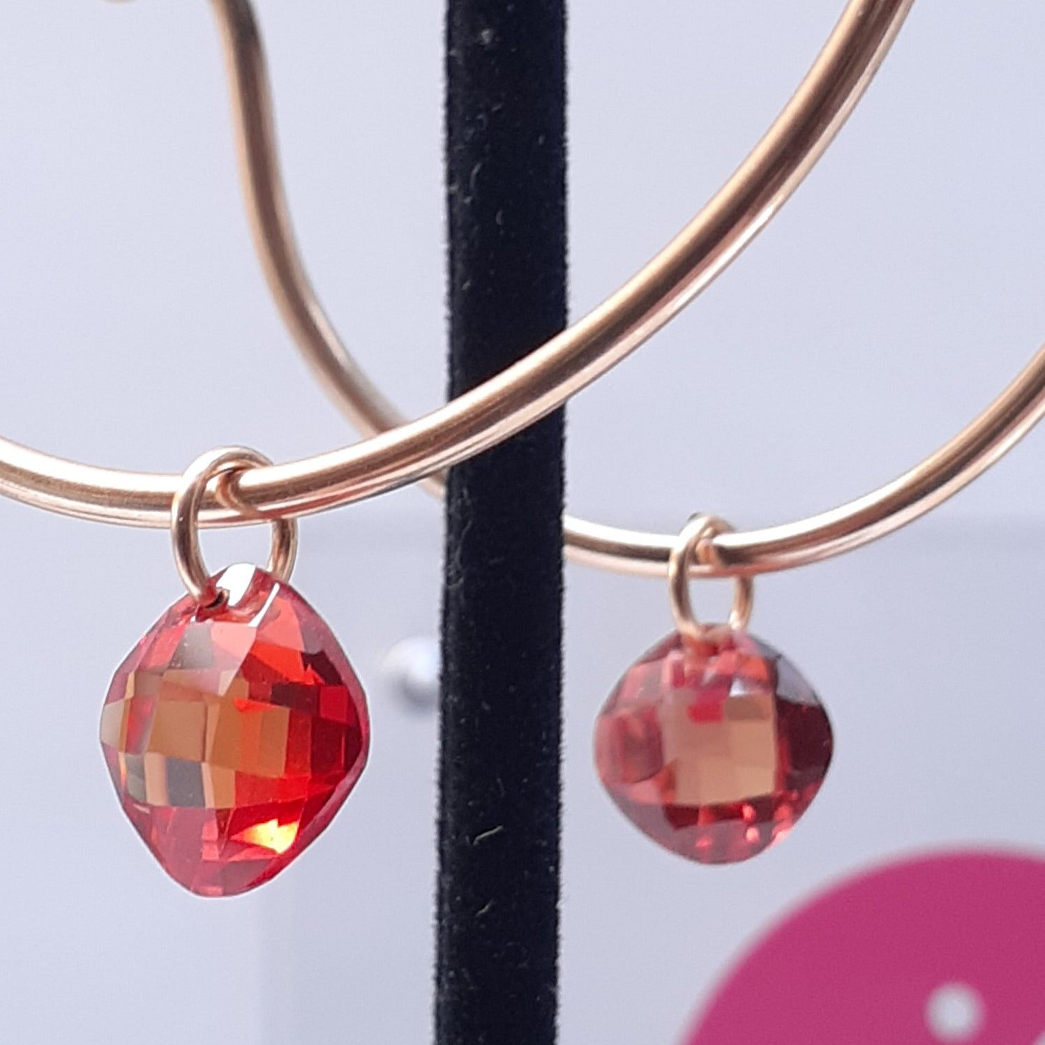 Hammered Gold Hoop Earrings with Gemstones