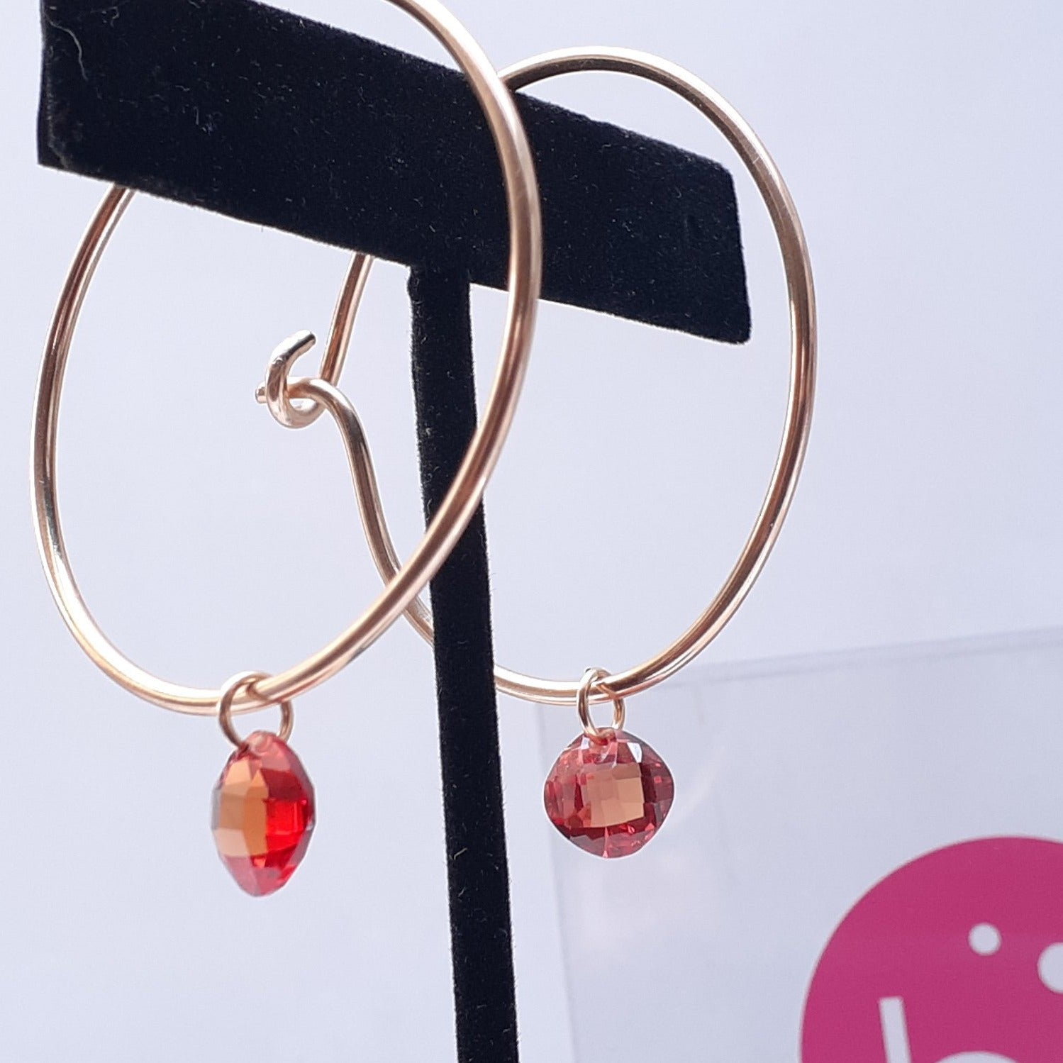 Hammered Gold Hoop Earrings with Gemstones