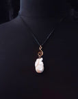 Pendant: Large White Fireball Pearl with Leather