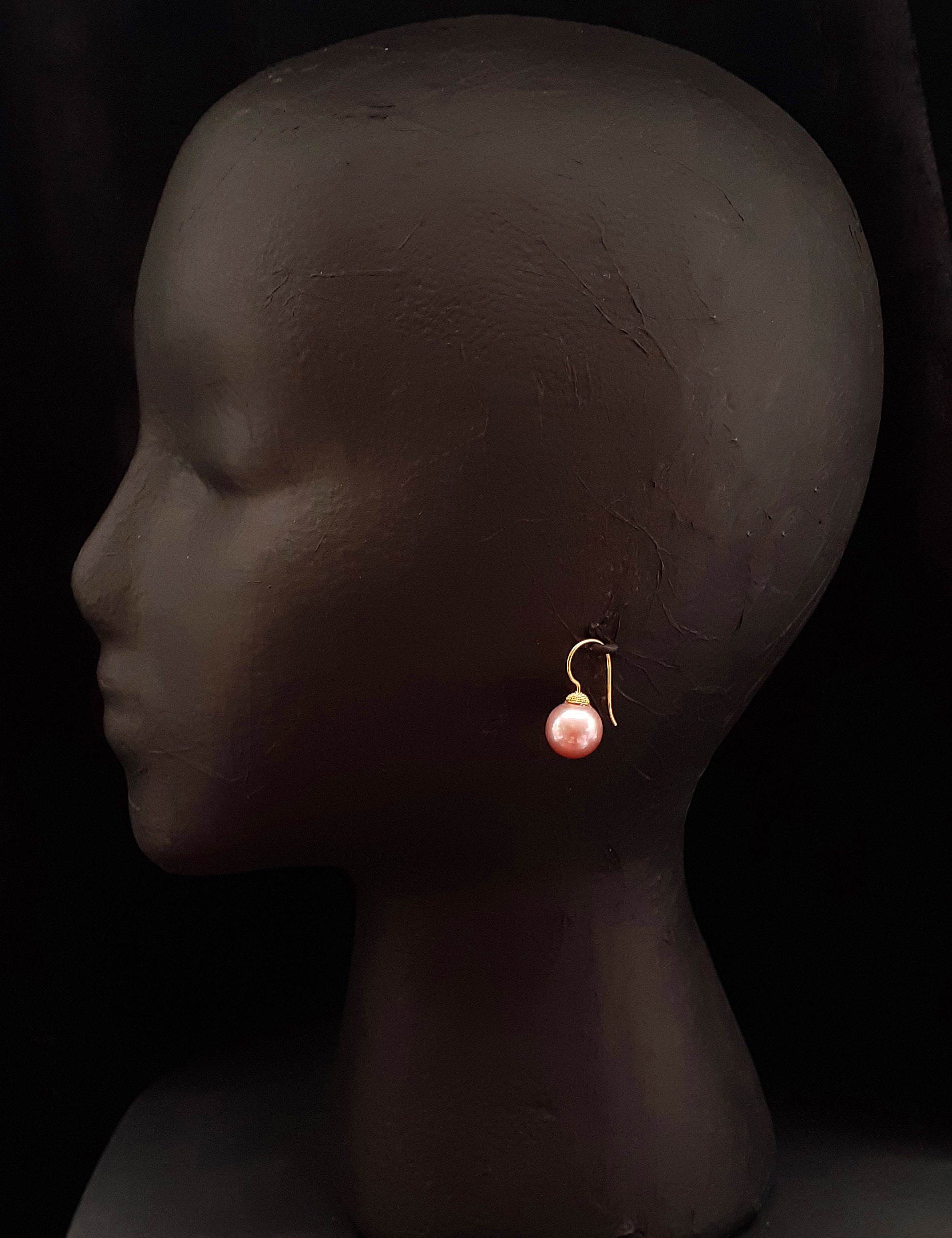 18K GOLD LARGE PINK FRESHWATER PEARLS