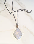 MOONSTONE LARGE ROUGH PENDANT Black Italian Chain