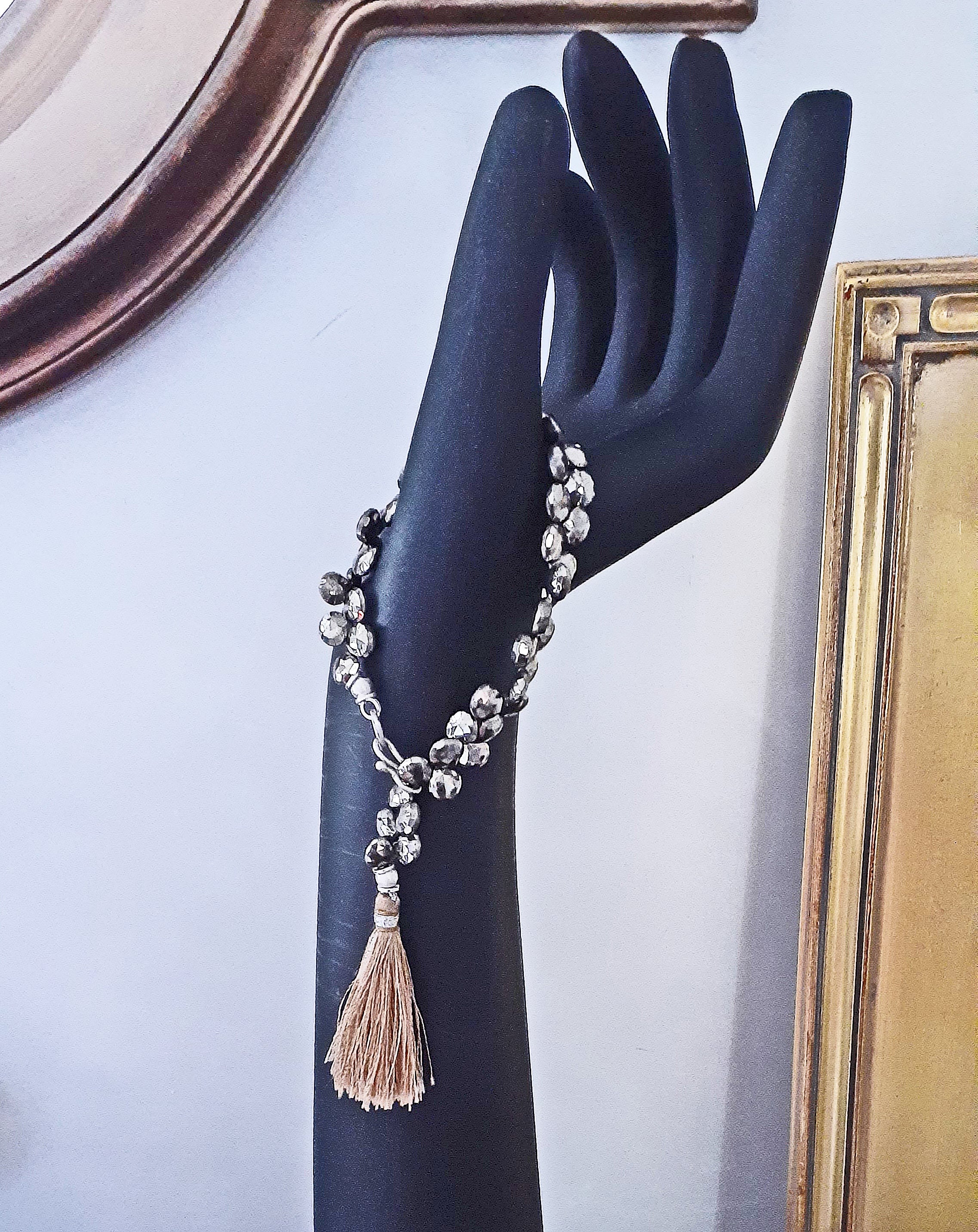 Pyrite Drops + Tassle Bracelet
