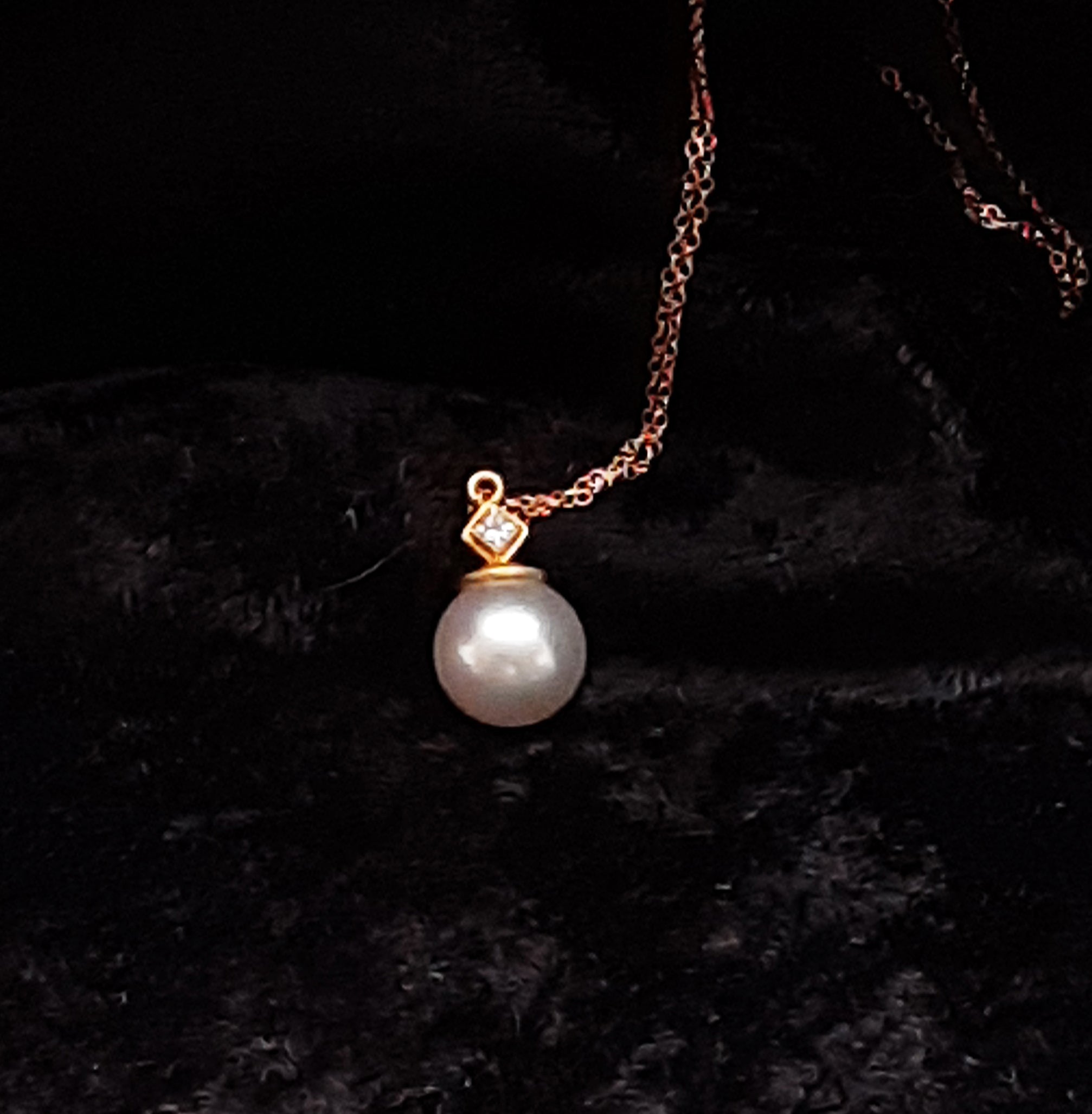 South Sea Pearl + 22K Diamond Pendant