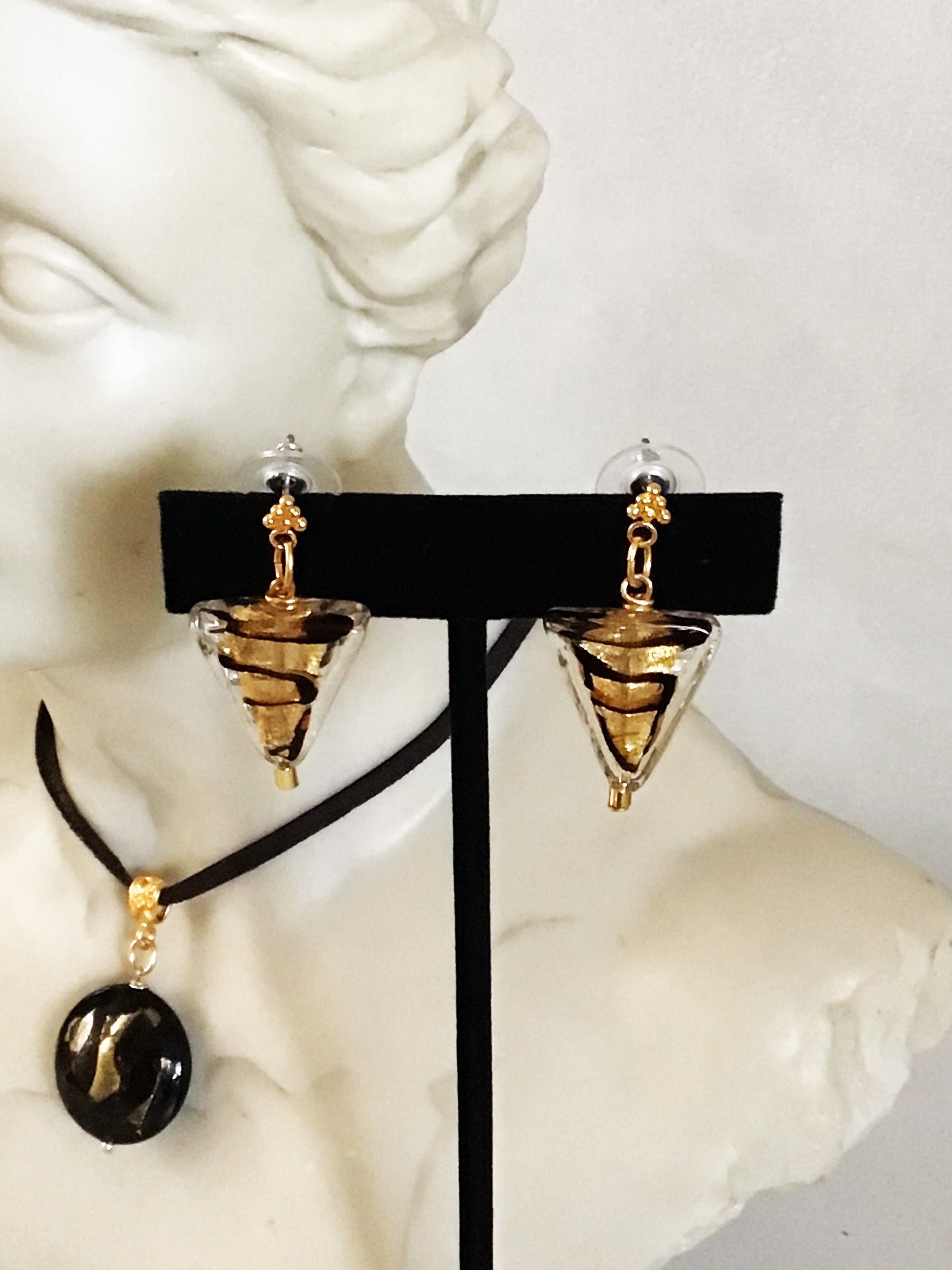 VENETIAN GLASS INVERTED TRIANGLE EARRINGS