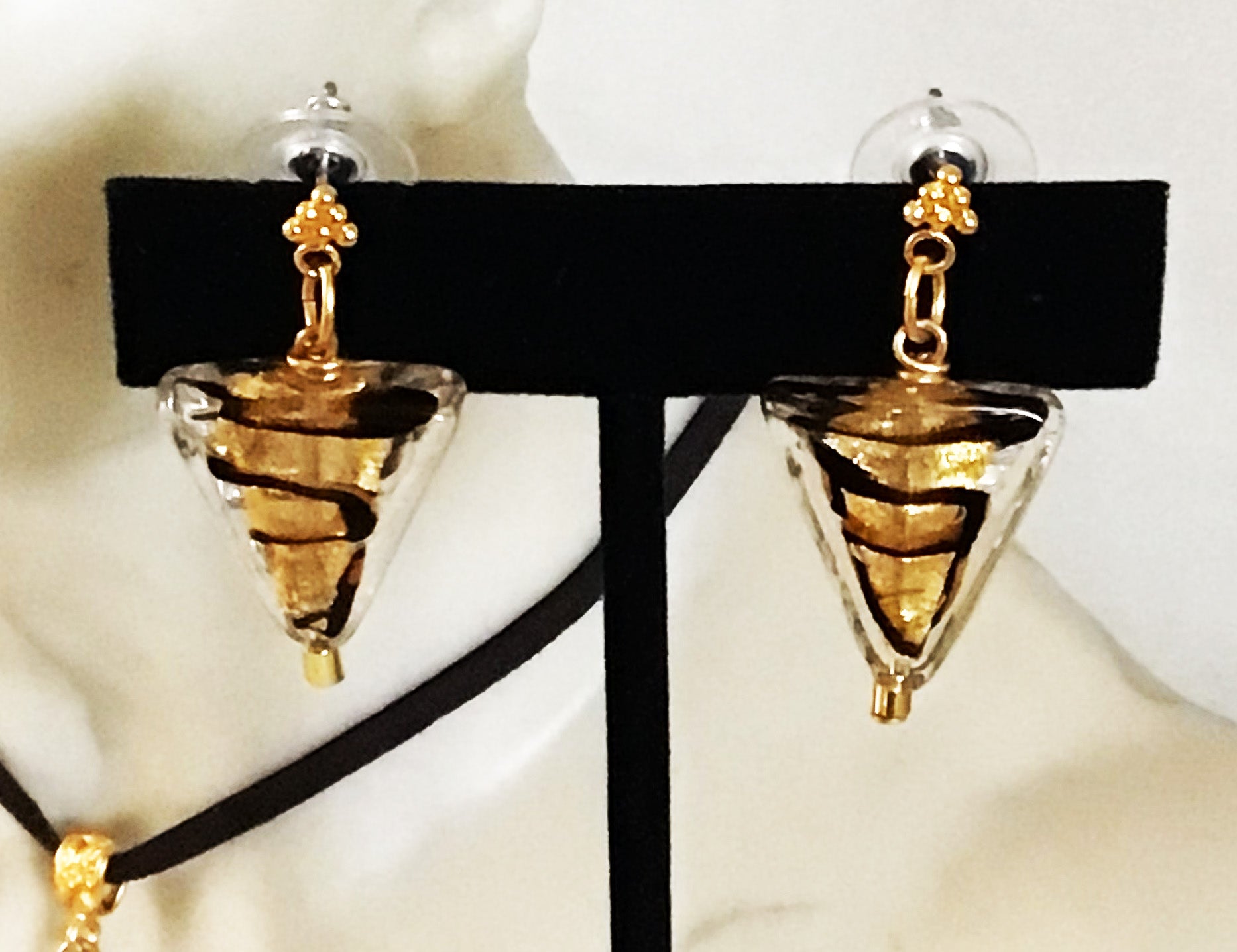 VENETIAN GLASS INVERTED TRIANGLE EARRINGS